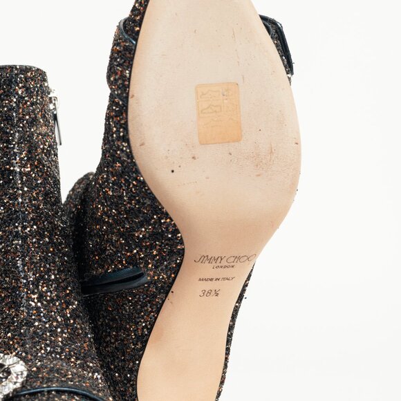 Jimmy Choo Hanover 65 Amethyst Mix Twinkle Glitter Buckled Booties - Picture 5 of 11